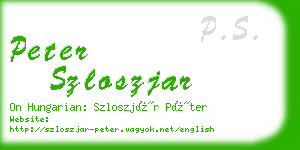 peter szloszjar business card